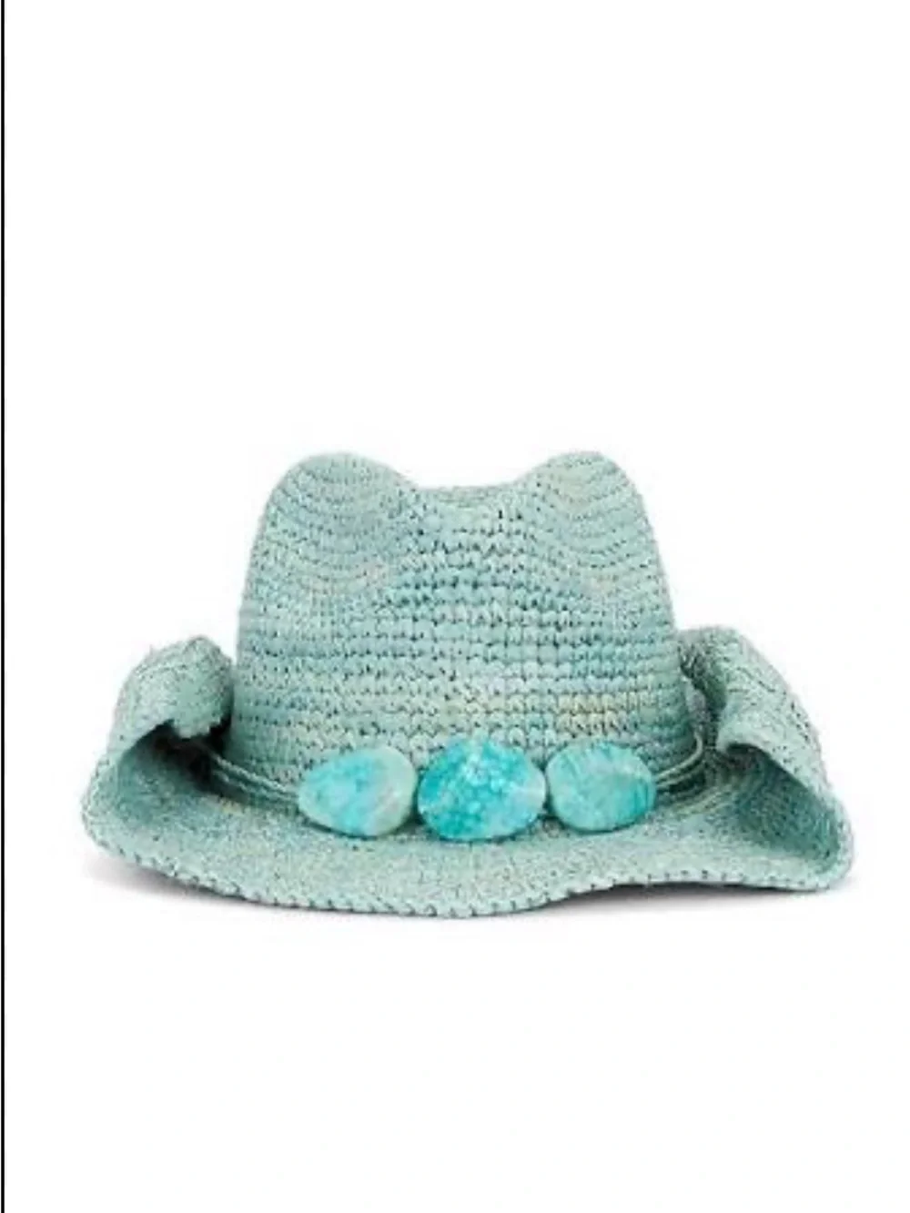 Abella Seagreen Knit Cowboy Hat with Pom Detail